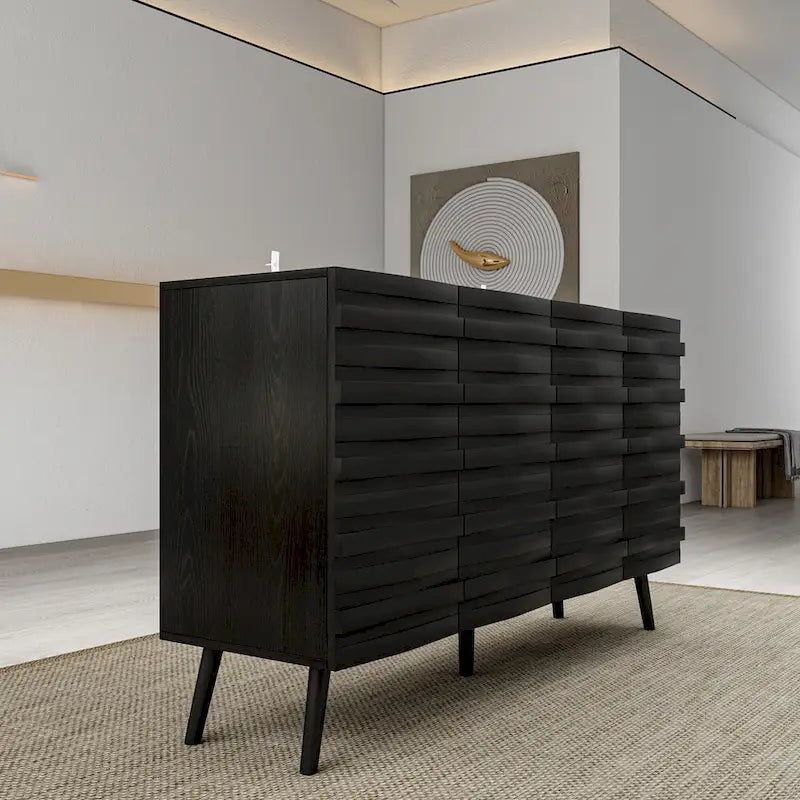 Buffet Noir avec Étagères Réglables, Meuble de Rangement à 2 Portes, pour 1 Utilisateur