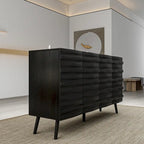 Buffet Noir avec Étagères Réglables, Meuble de Rangement à 2 Portes, pour 1 Utilisateur
