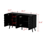 Buffet Noir avec Étagères Réglables, Meuble de Rangement à 2 Portes, pour 1 Utilisateur