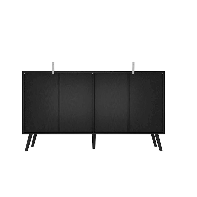 Buffet Noir avec Étagères Réglables, Meuble de Rangement à 2 Portes, pour 1 Utilisateur