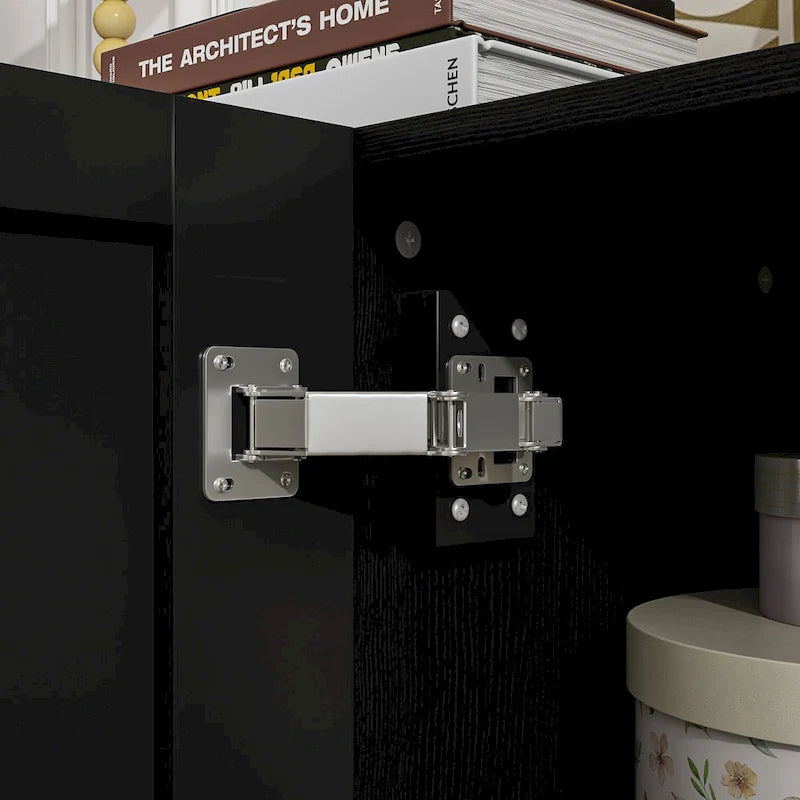 Buffet Noir avec Étagères Réglables, Meuble de Rangement à 2 Portes, pour 1 Utilisateur
