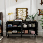 Buffet Noir avec Étagères Réglables, Meuble de Rangement à 2 Portes, pour 1 Utilisateur
