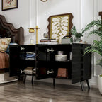 Buffet Noir avec Étagères Réglables, Meuble de Rangement à 2 Portes, pour 1 Utilisateur