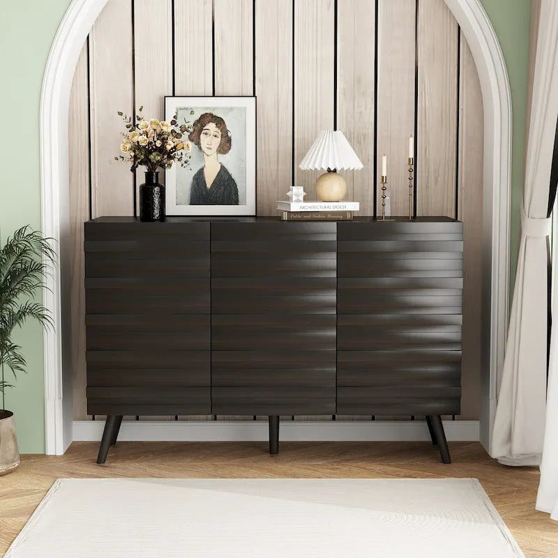 Buffet Noir avec Étagères Réglables, Meuble de Rangement à 2 Portes, pour 1 Utilisateur