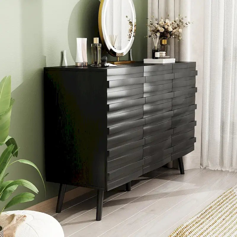 Buffet Noir avec Étagères Réglables, Meuble de Rangement à 2 Portes, pour 1 Utilisateur