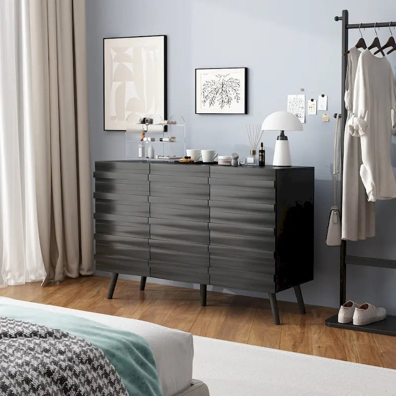 Buffet Noir avec Étagères Réglables, Meuble de Rangement à 2 Portes, pour 1 Utilisateur