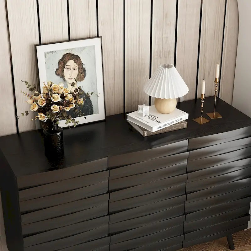 Buffet Noir avec Étagères Réglables, Meuble de Rangement à 2 Portes, pour 1 Utilisateur
