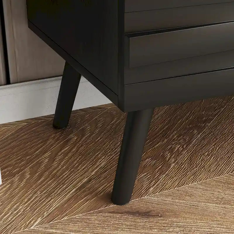 Buffet Noir avec Étagères Réglables, Meuble de Rangement à 2 Portes, pour 1 Utilisateur