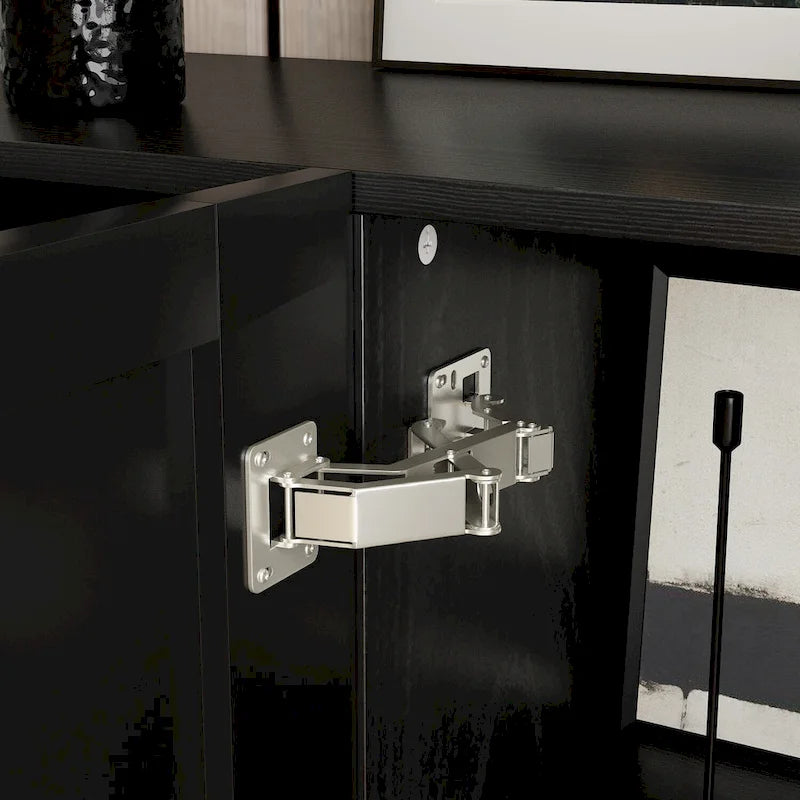 Buffet Noir avec Étagères Réglables, Meuble de Rangement à 2 Portes, pour 1 Utilisateur