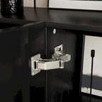 Buffet Noir avec Étagères Réglables, Meuble de Rangement à 2 Portes, pour 1 Utilisateur