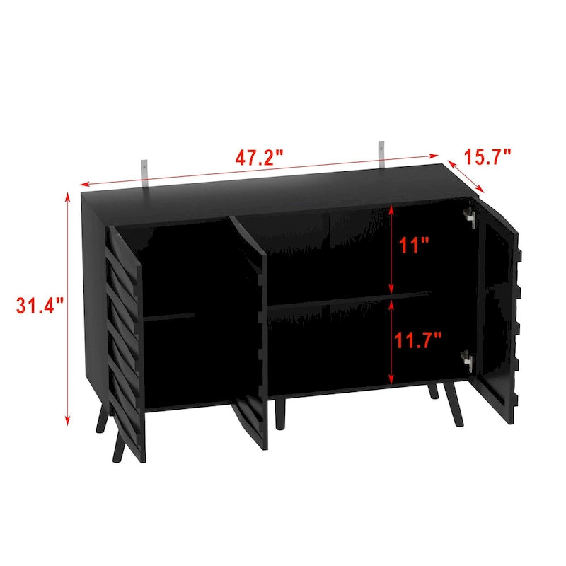 Buffet Noir avec Étagères Réglables, Meuble de Rangement à 2 Portes, pour 1 Utilisateur