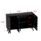 Buffet Noir avec Étagères Réglables, Meuble de Rangement à 2 Portes, pour 1 Utilisateur