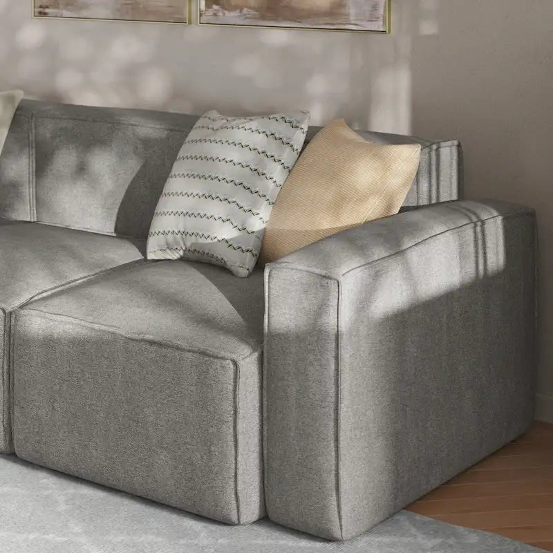 Canapé modulaire 1 place avec accoudoir droit Gris / Crème / Gris foncé