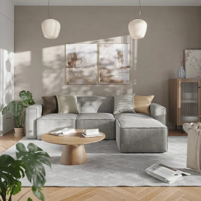 Canapé modulaire 1 place avec accoudoir droit Gris / Crème / Gris foncé