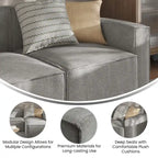 Canapé modulaire 1 place avec accoudoir droit Gris / Crème / Gris foncé