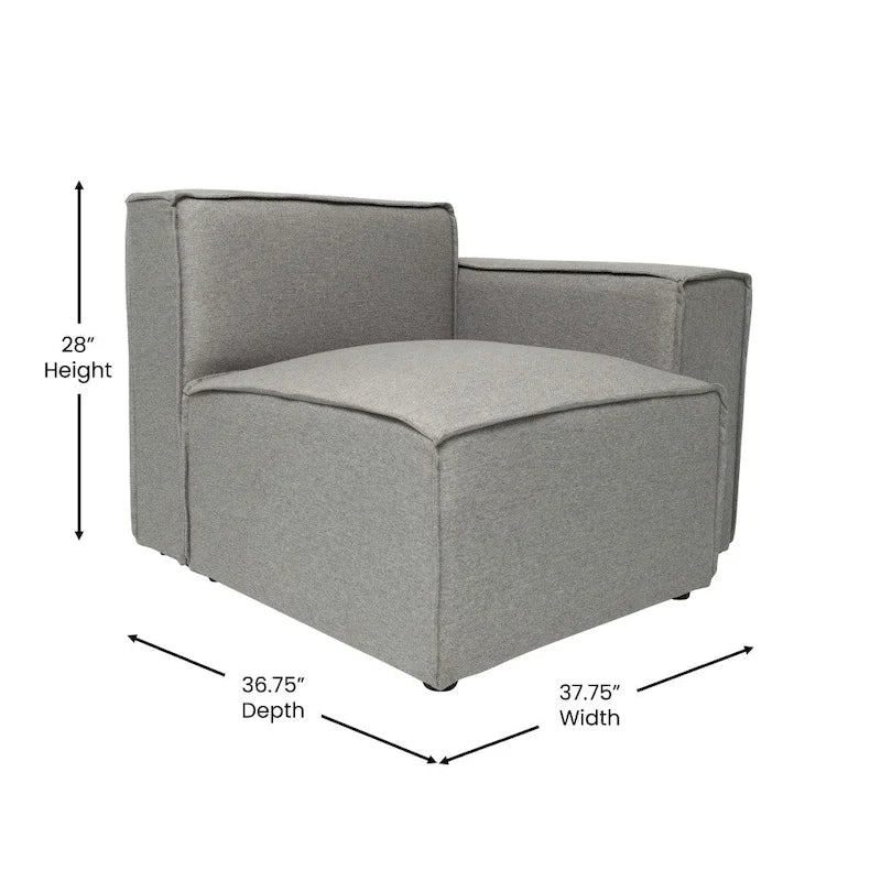 Canapé modulaire 1 place avec accoudoir droit Gris / Crème / Gris foncé