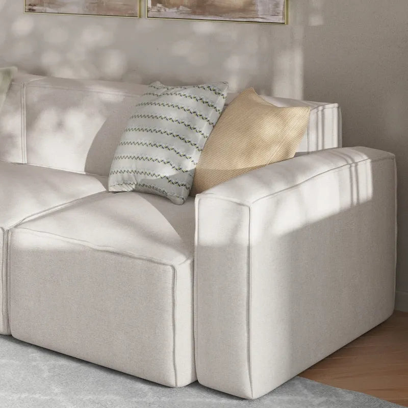 Canapé modulaire 1 place avec accoudoir droit Gris / Crème / Gris foncé