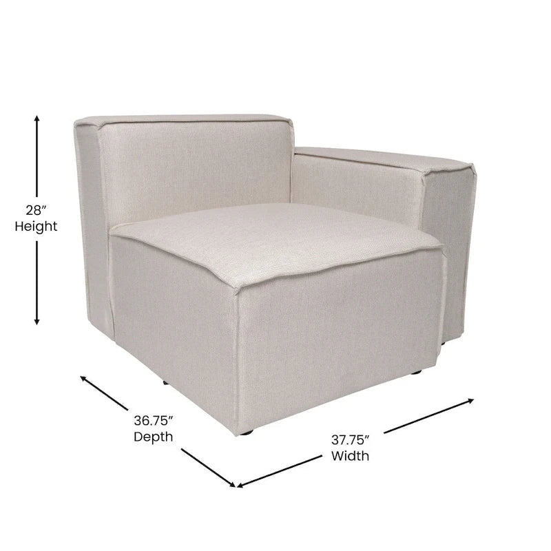 Canapé modulaire 1 place avec accoudoir droit Gris / Crème / Gris foncé