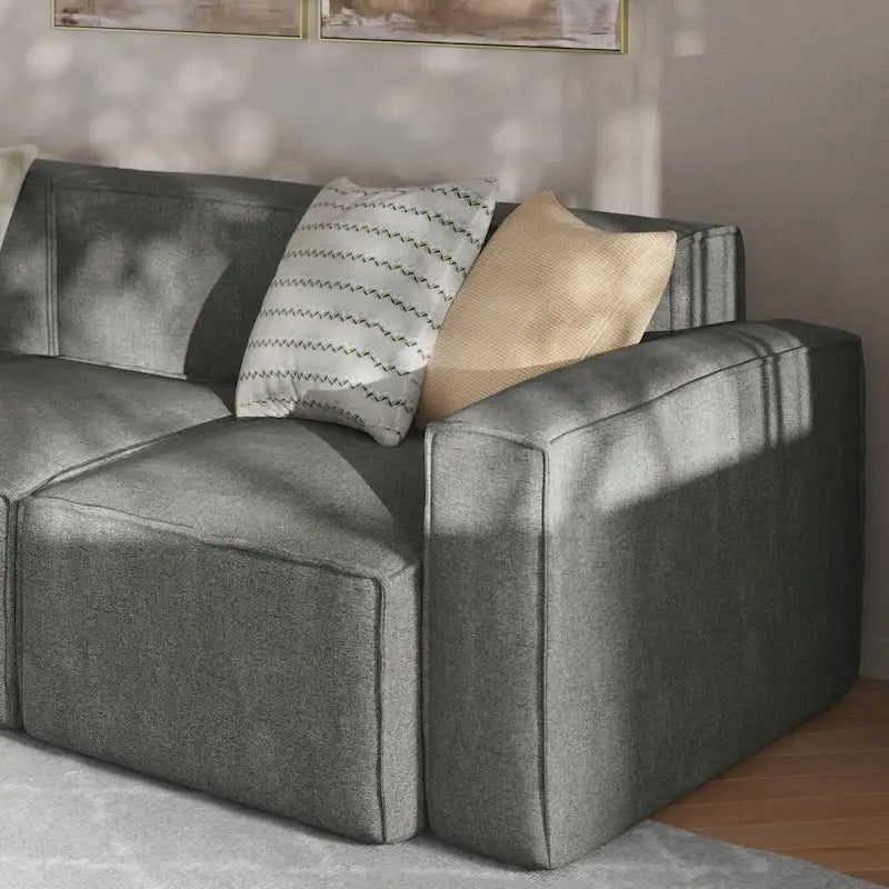 Canapé modulaire 1 place avec accoudoir droit Gris / Crème / Gris foncé