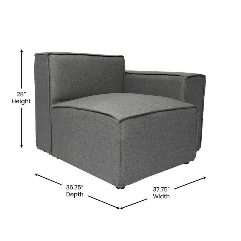 Canapé modulaire 1 place avec accoudoir droit Gris / Crème / Gris foncé