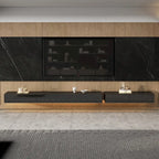 Meuble TV flottant mural noir ultra-brillant, 2 pièces