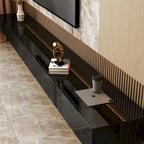 Meuble TV flottant mural noir ultra-brillant, 2 pièces