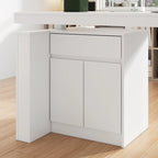 Bureau blanc réglable en hauteur avec meuble latéral, 180 cm, 1 personne