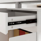 Bureau blanc réglable en hauteur avec meuble latéral, 180 cm, 1 personne