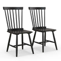 Chaise de salle à manger Windsor noire / naturelle, dossier à fuseaux sans accoudoirs, lot de 2