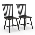 Chaise de salle à manger Windsor noire / naturelle, dossier à fuseaux sans accoudoirs, lot de 2