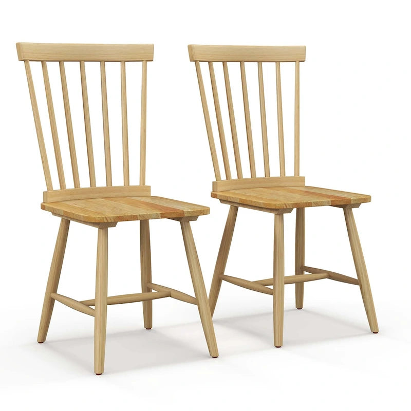 Chaise de salle à manger Windsor noire / naturelle, dossier à fuseaux sans accoudoirs, lot de 2