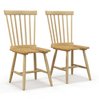 Chaise de salle à manger Windsor noire / naturelle, dossier à fuseaux sans accoudoirs, lot de 2