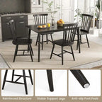 Chaise de salle à manger Windsor noire / naturelle, dossier à fuseaux sans accoudoirs, lot de 2
