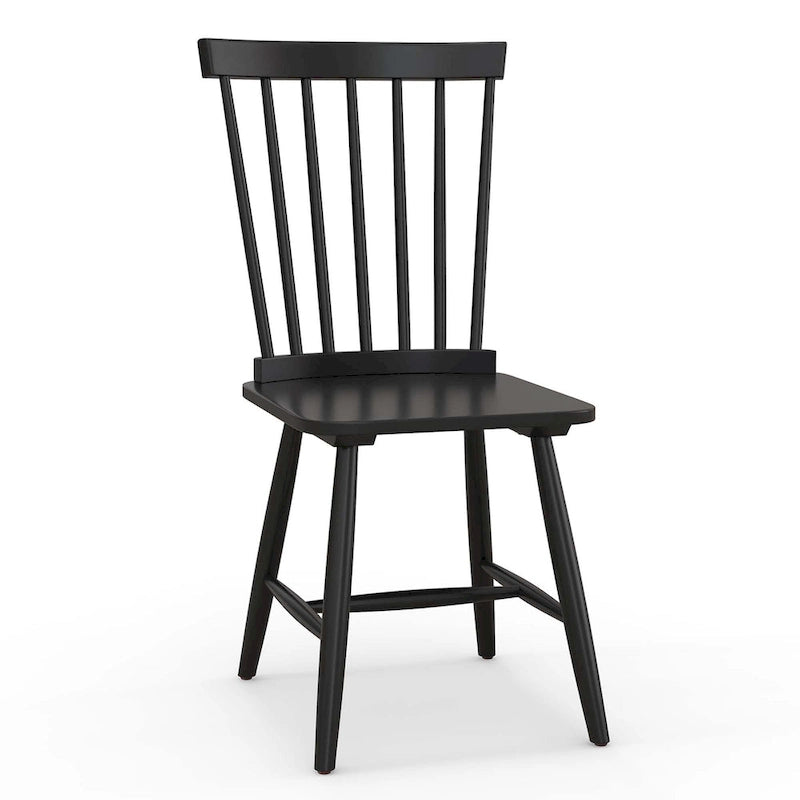 Chaise de salle à manger Windsor noire / naturelle, dossier à fuseaux sans accoudoirs, lot de 2