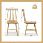 Chaise de salle à manger Windsor noire / naturelle, dossier à fuseaux sans accoudoirs, lot de 2