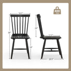 Chaise de salle à manger Windsor noire / naturelle, dossier à fuseaux sans accoudoirs, lot de 2