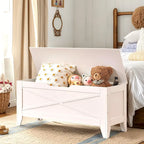 Banc de rangement gris/blanc avec charnières de sécurité, 45/76 cm, 1 personne