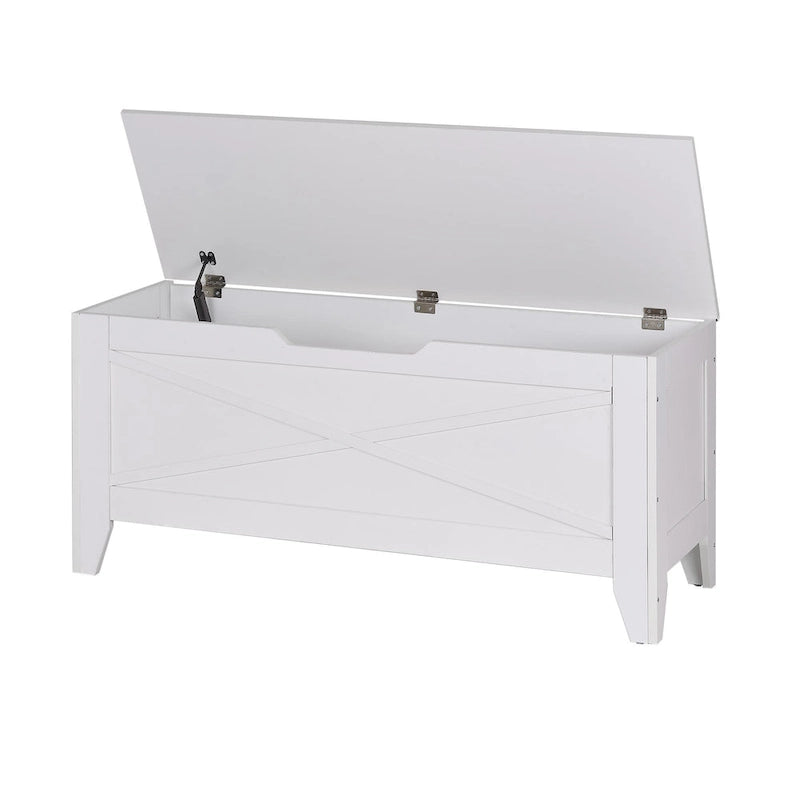 Banc de rangement gris/blanc avec charnières de sécurité, 45/76 cm, 1 personne