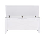 Banc de rangement gris/blanc avec charnières de sécurité, 45/76 cm, 1 personne