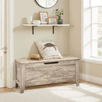 Banc de rangement gris/blanc avec charnières de sécurité, 45/76 cm, 1 personne