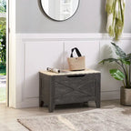Banc de rangement gris/blanc avec charnières de sécurité, 45/76 cm, 1 personne