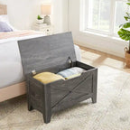 Banc de rangement gris/blanc avec charnières de sécurité, 45/76 cm, 1 personne