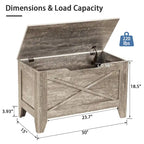 Banc de rangement gris/blanc avec charnières de sécurité, 45/76 cm, 1 personne