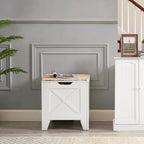 Banc de rangement gris/blanc avec charnières de sécurité, 45/76 cm, 1 personne
