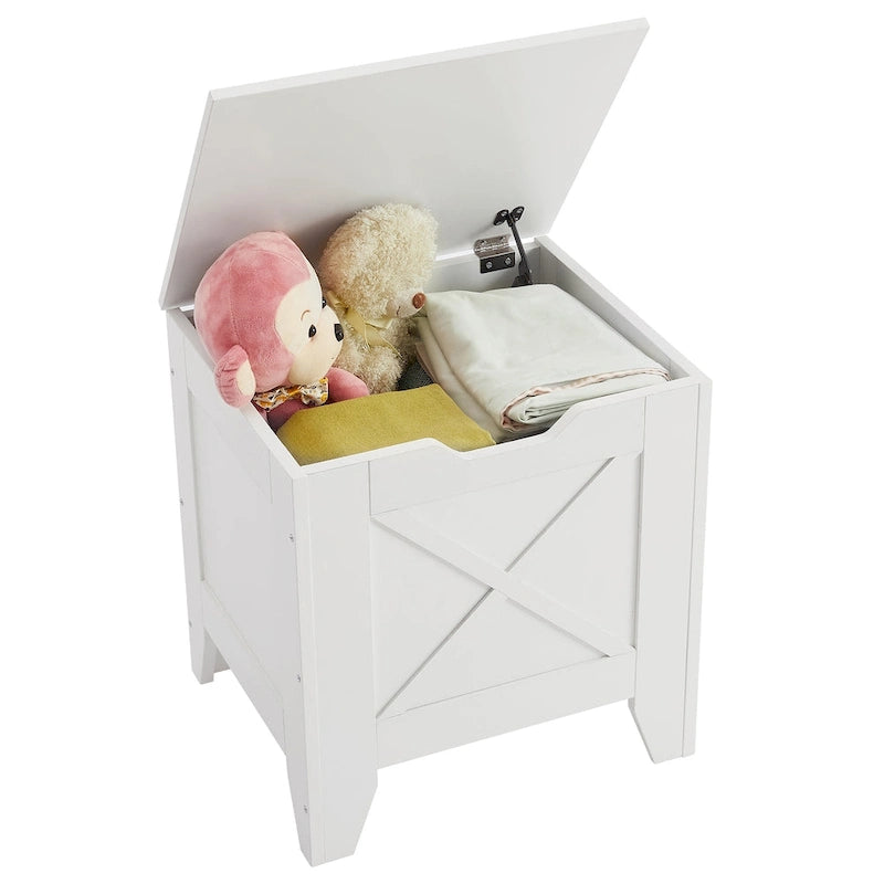 Banc de rangement gris/blanc avec charnières de sécurité, 45/76 cm, 1 personne