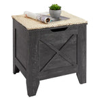 Banc de rangement gris/blanc avec charnières de sécurité, 45/76 cm, 1 personne