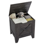 Banc de rangement gris/blanc avec charnières de sécurité, 45/76 cm, 1 personne