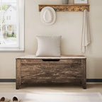 Banc de rangement gris/blanc avec charnières de sécurité, 45/76 cm, 1 personne