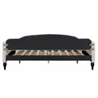 Lit de repos capitonné beige avec 2 tiroirs, taille double, 1 personne