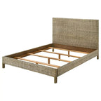 Lit plateforme King en rotin tressé gris